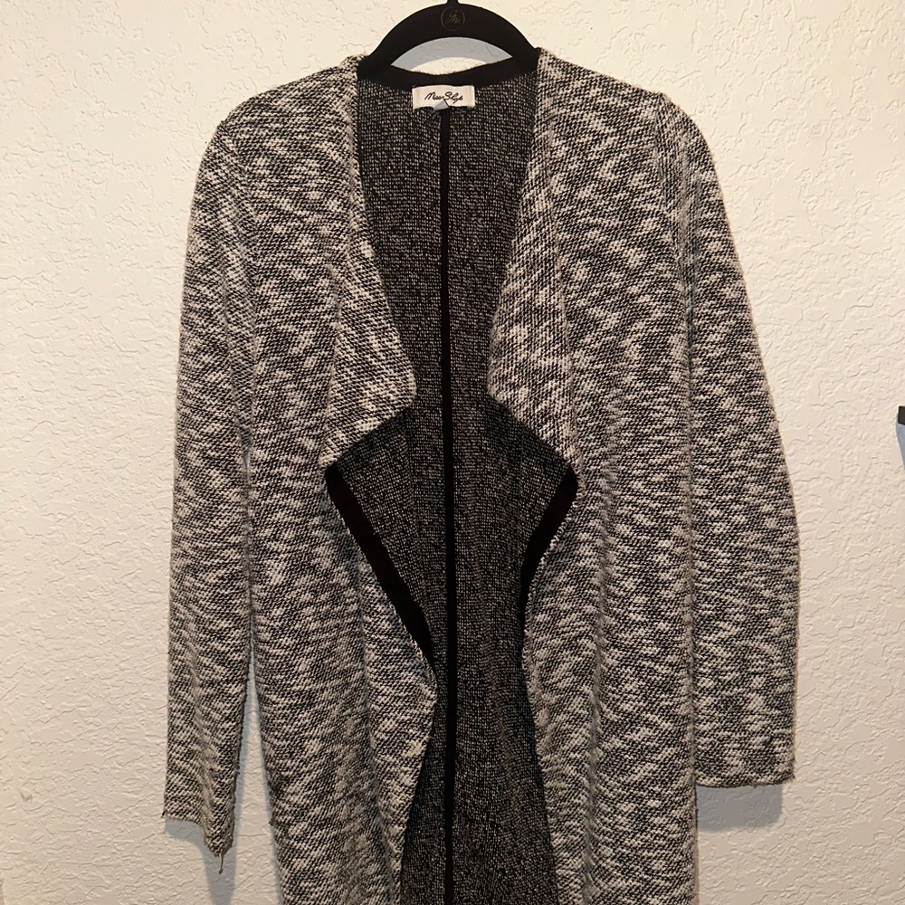 Alfani Black and White Open Front Cardigan